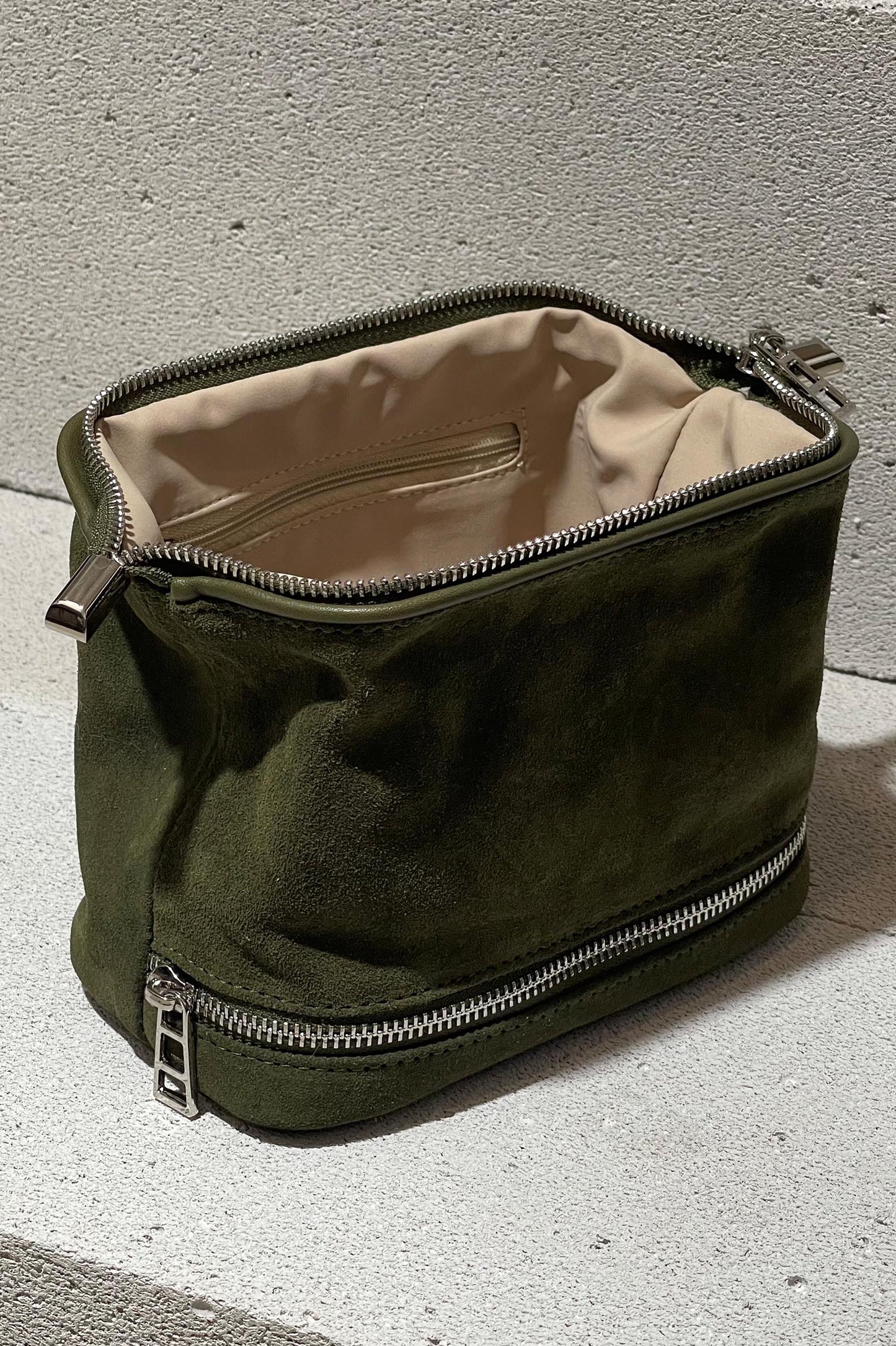 Forest Green Suede Dopp Kit - Italian Suede Toiletry Bag