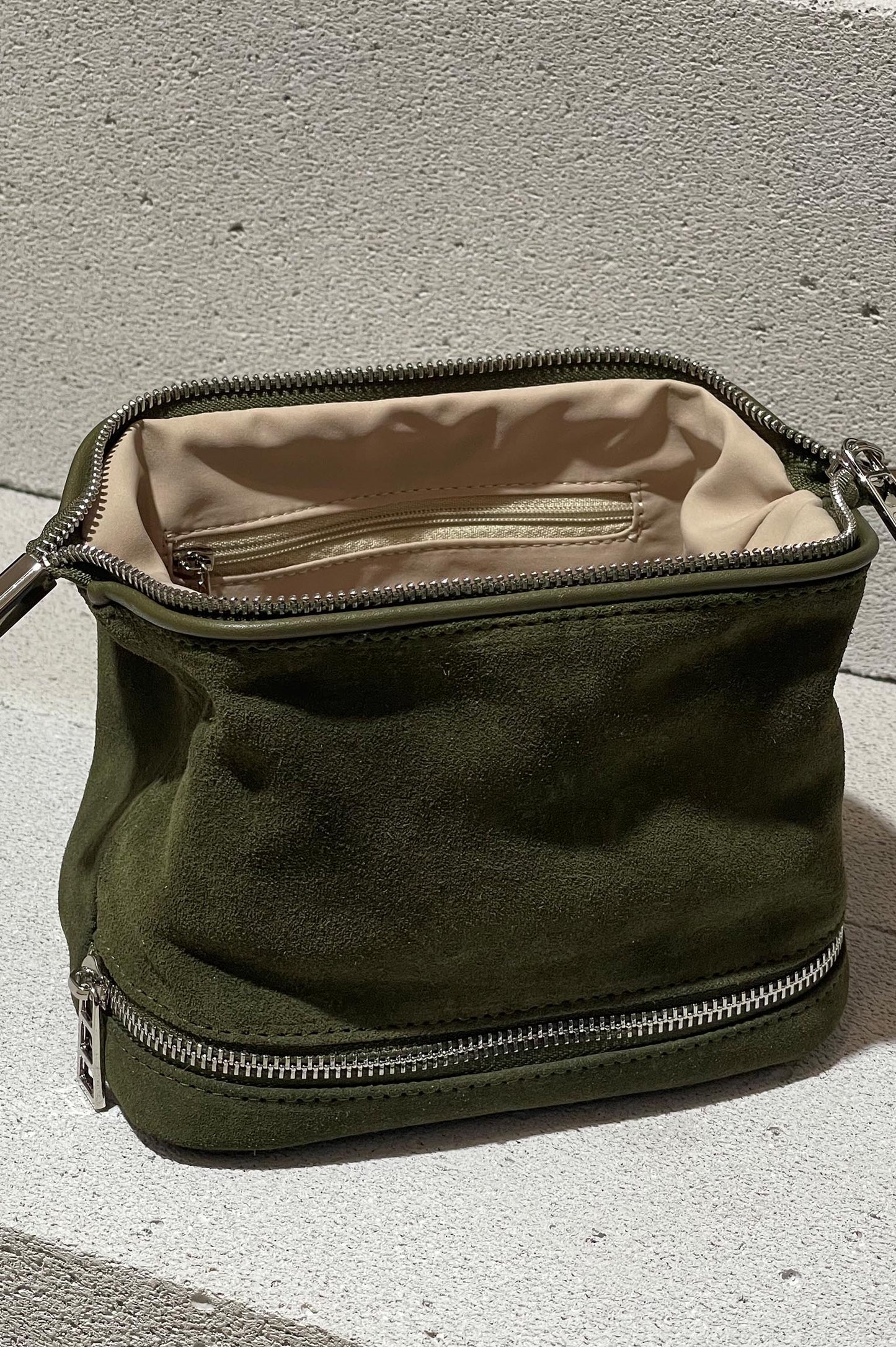 Forest Green Suede Dopp Kit - Italian Suede Toiletry Bag