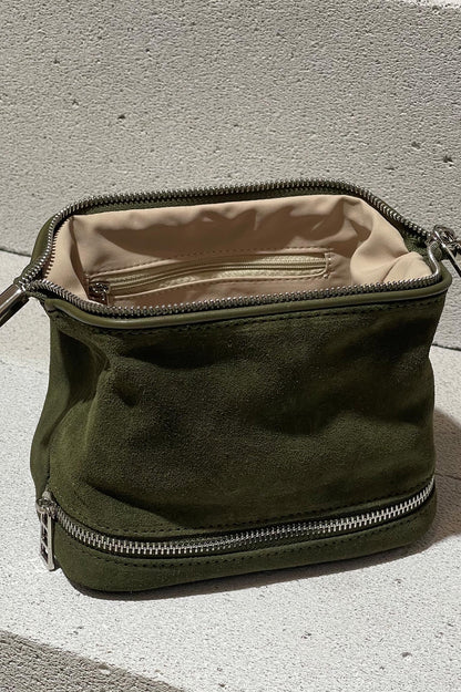 Forest Green Suede Dopp Kit - Italian Suede Toiletry Bag