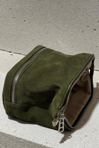 Forest Green Suede Dopp Kit - Italian Suede Toiletry Bag