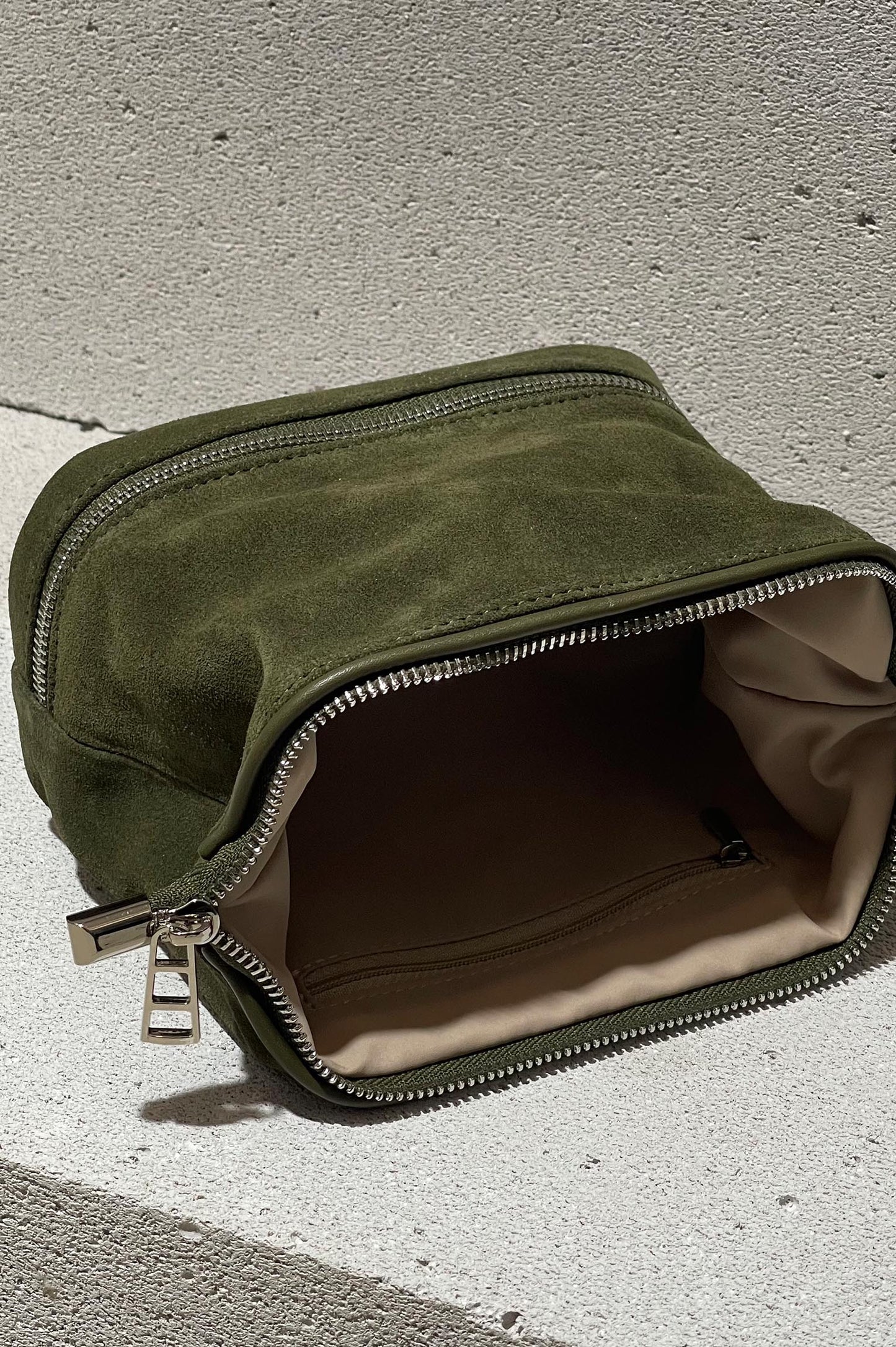 Forest Green Suede Dopp Kit - Italian Suede Toiletry Bag