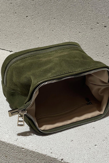 Forest Green Suede Dopp Kit - Italian Suede Toiletry Bag