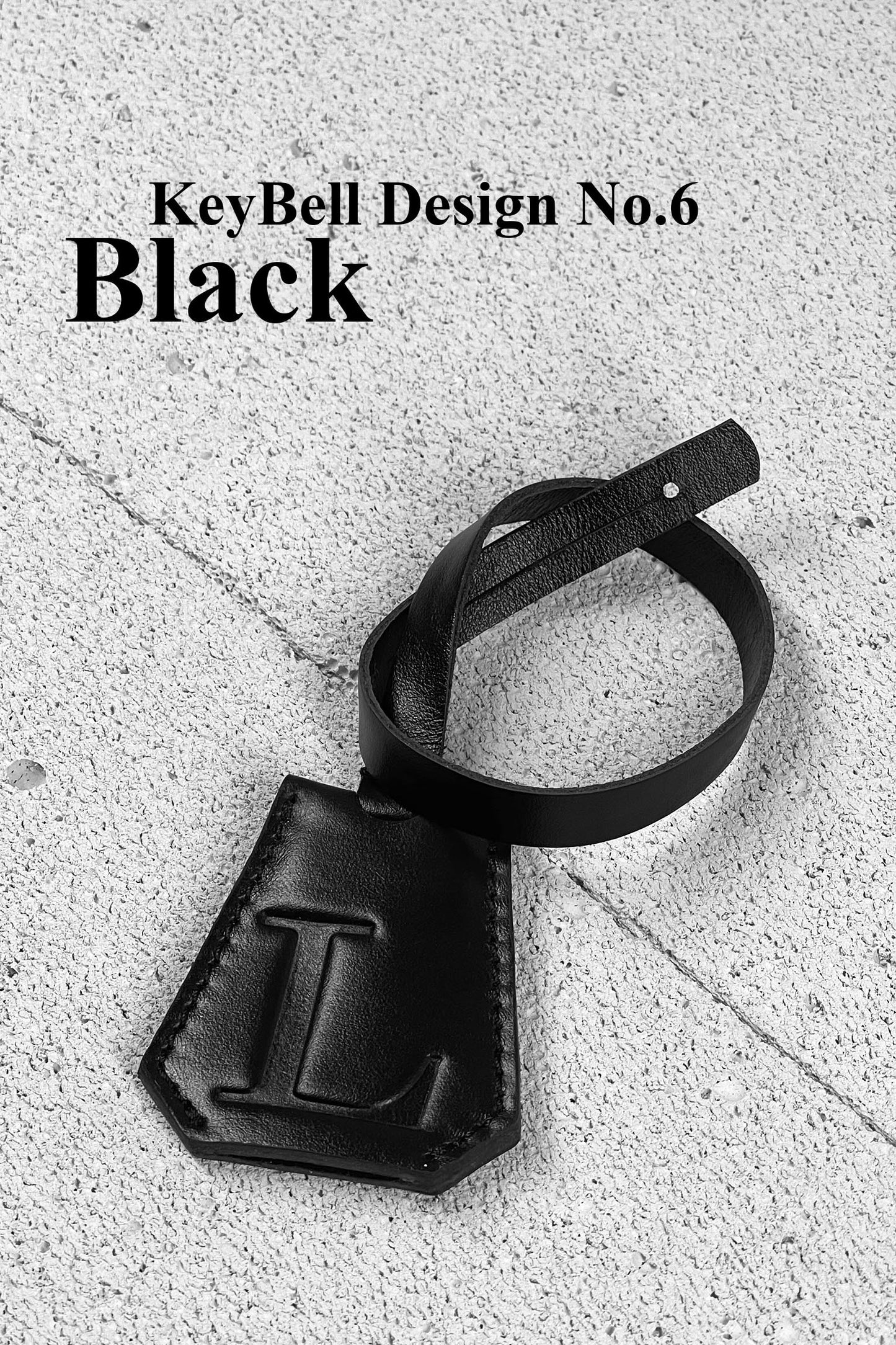 Smooth Leather Initial Bag Charm - Black Clochette Design No.06