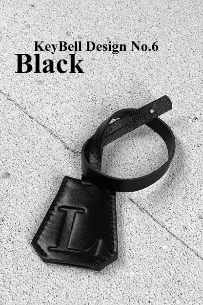 Smooth Leather Initial Bag Charm - Black Clochette Design No.06