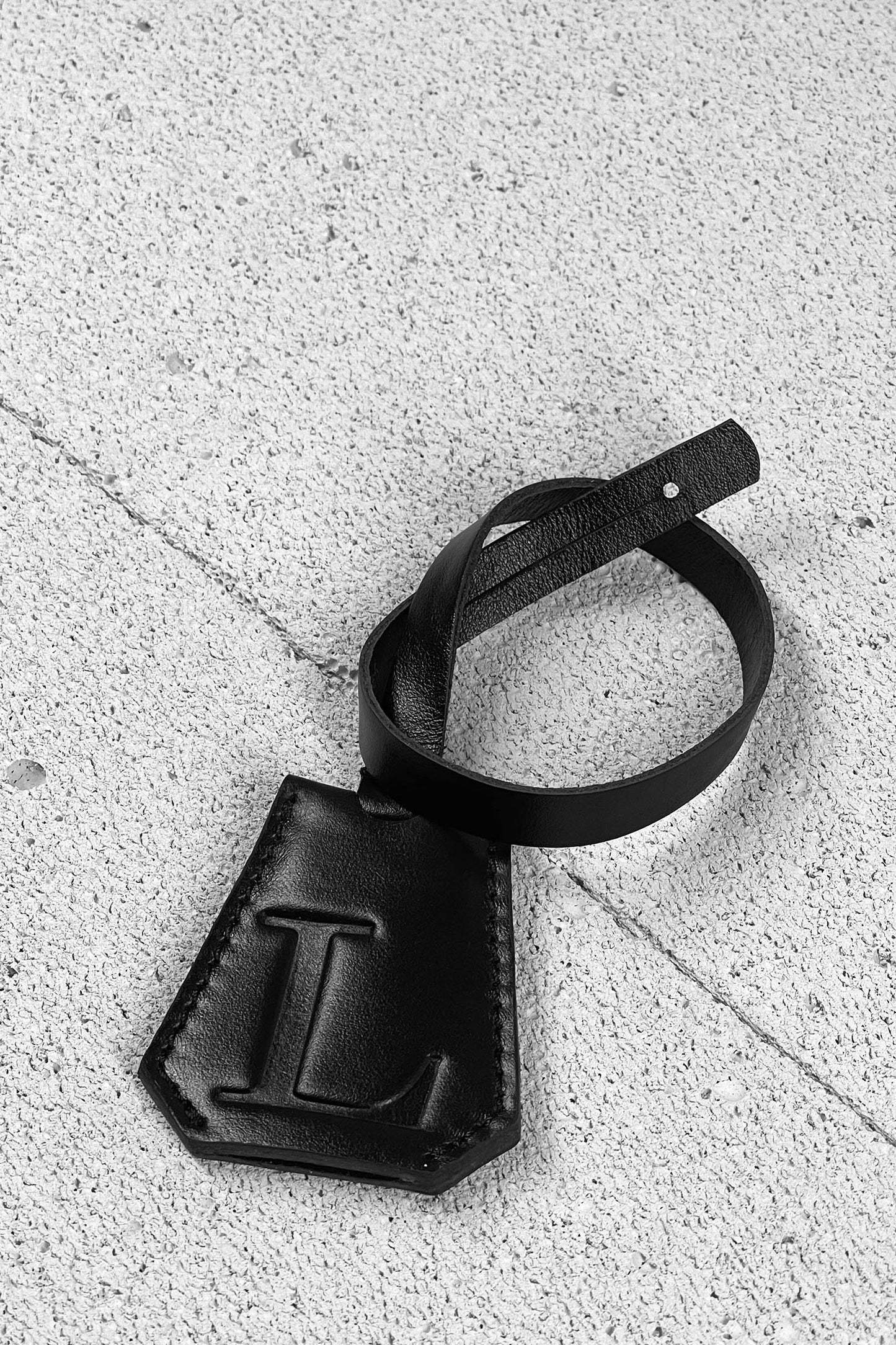 Smooth Leather Initial Bag Charm - Black Clochette Design No.06