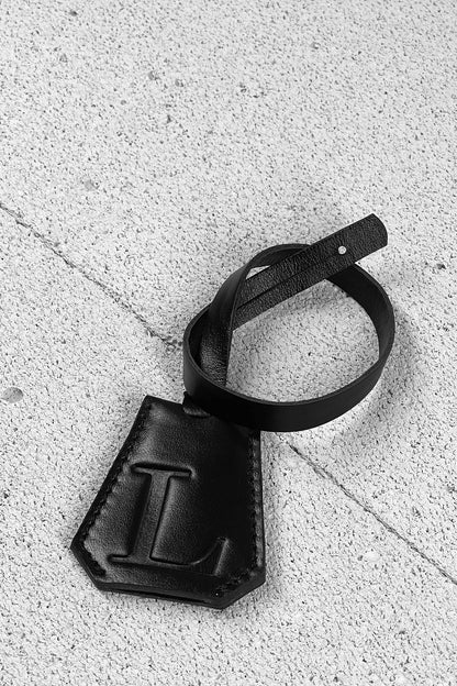 Smooth Leather Initial Bag Charm - Black Clochette Design No.06