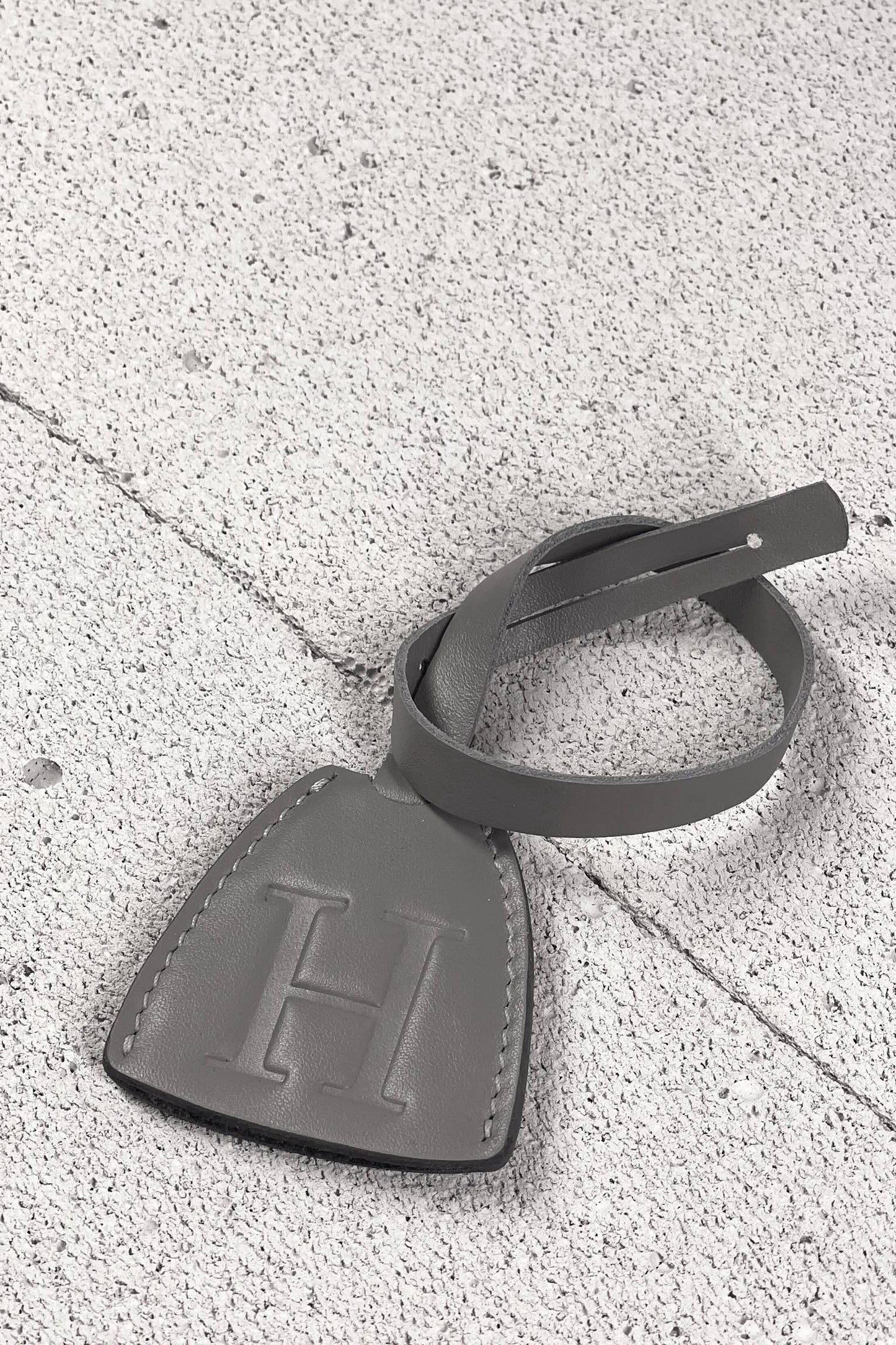 Smooth Leather Initial Bag Charm - Slate Gray Clochette Design No.08
