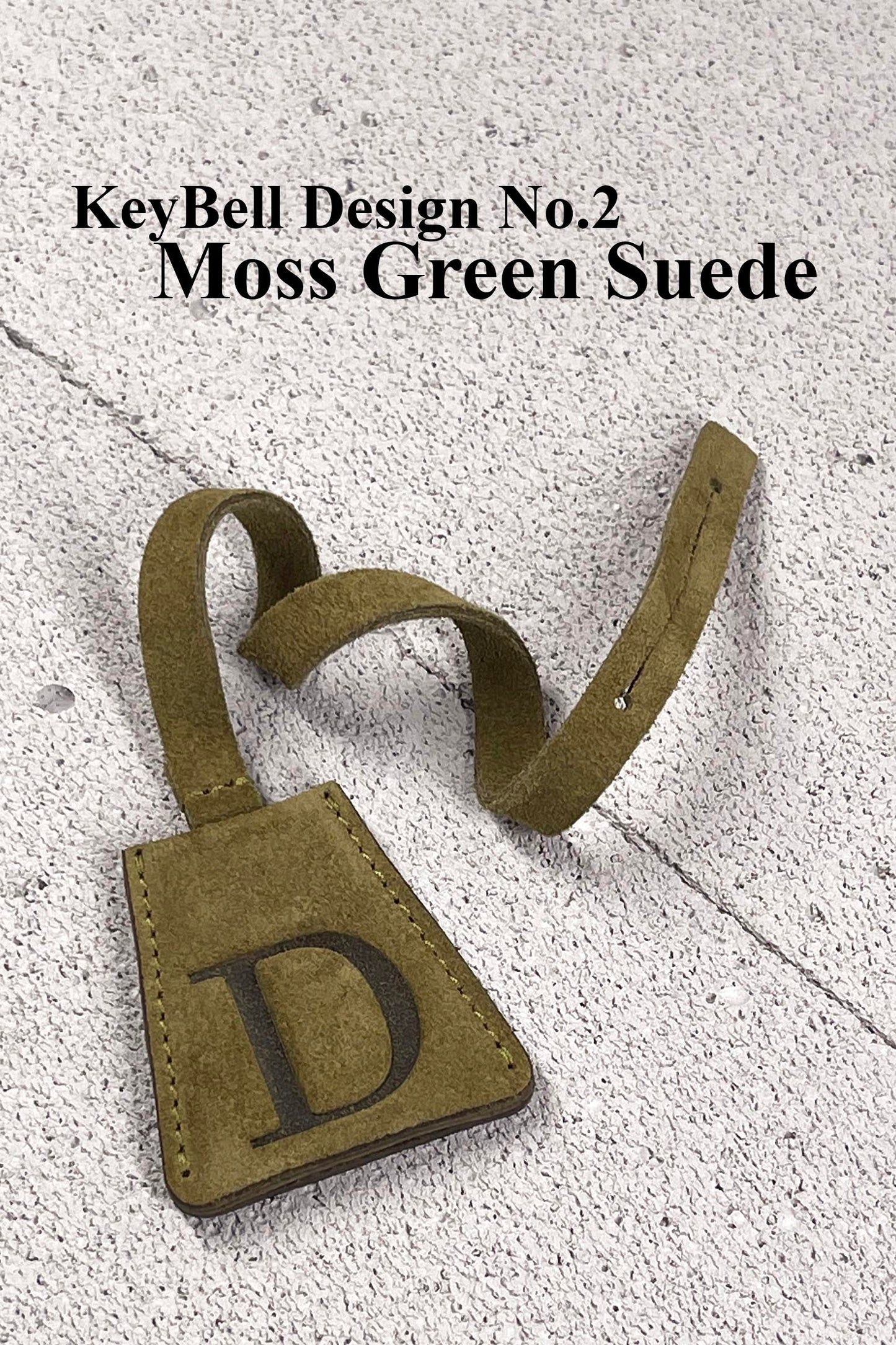 Suede Initial Bag Charm - Moss Green Clochette Design No.02