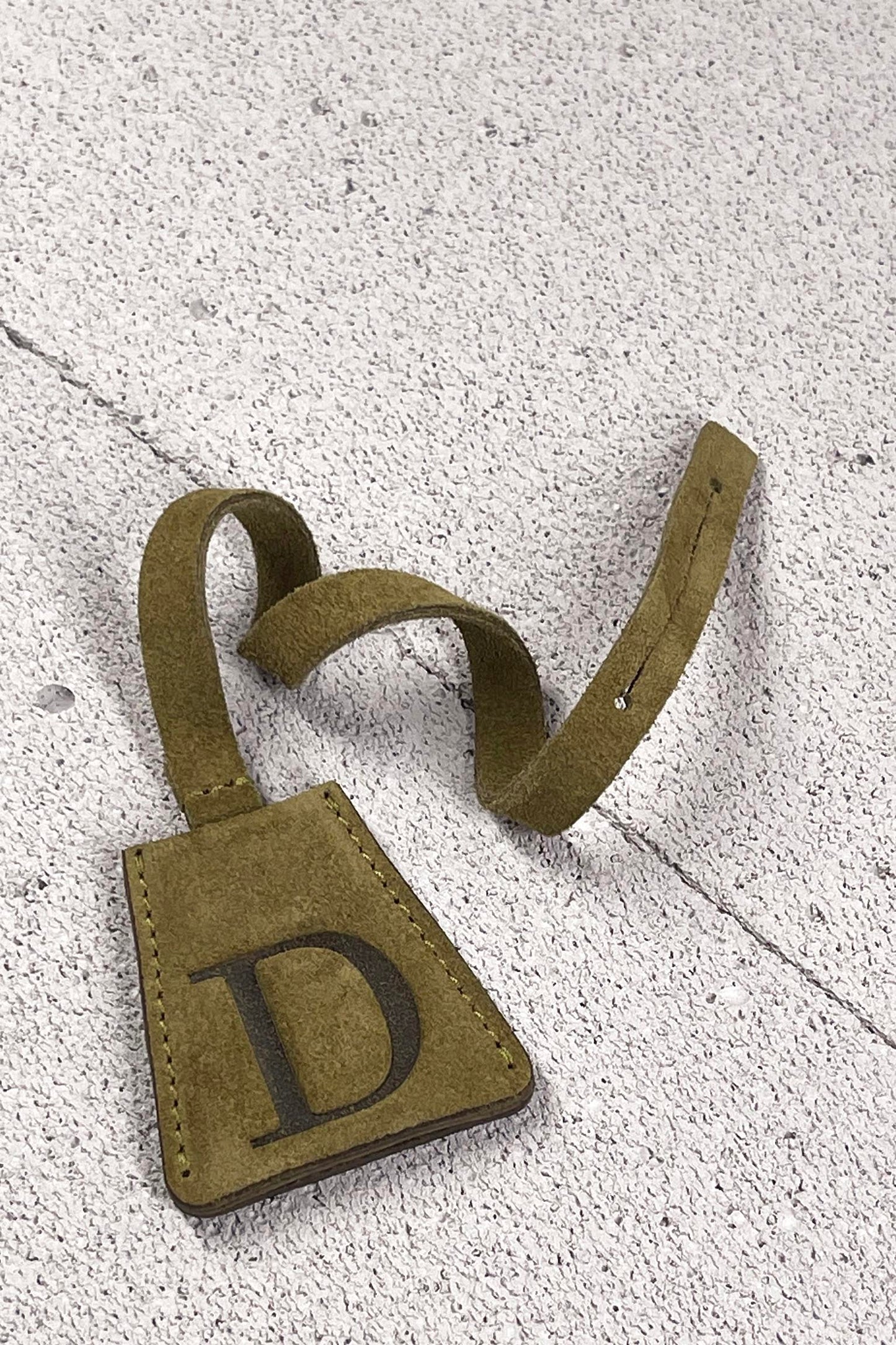 Suede Initial Bag Charm - Moss Green Clochette Design No.02