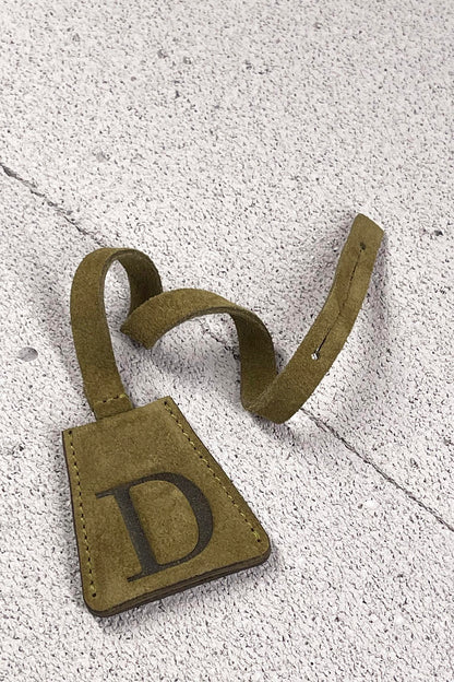 Suede Initial Bag Charm - Moss Green Clochette Design No.02