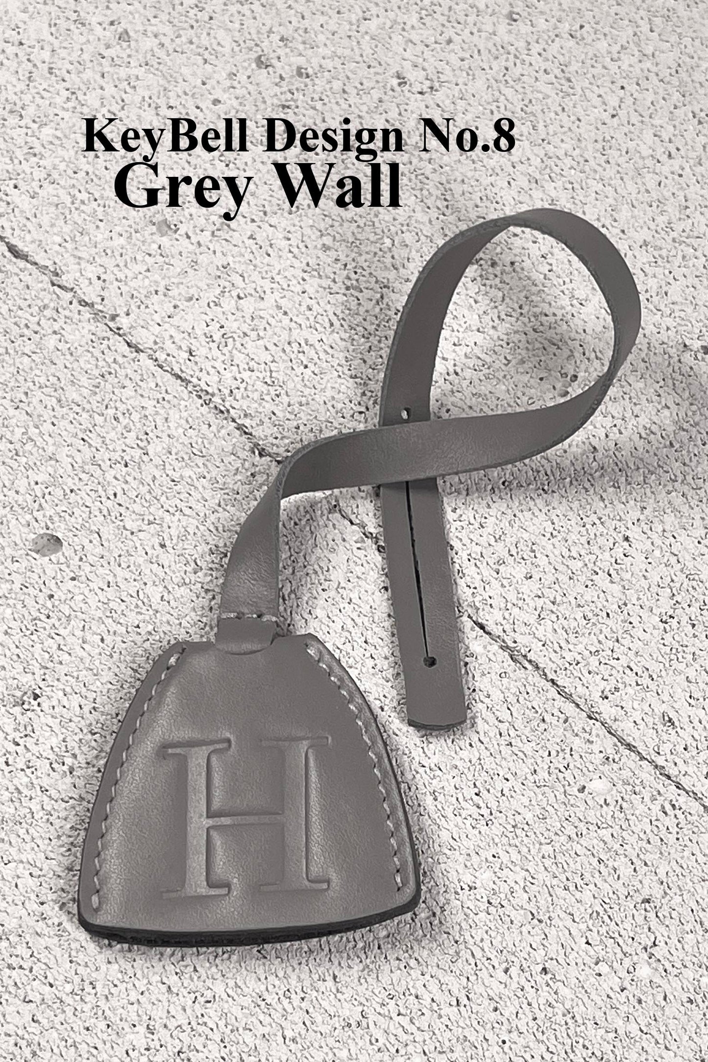 Smooth Leather Initial Bag Charm - Slate Gray Clochette Design No.08