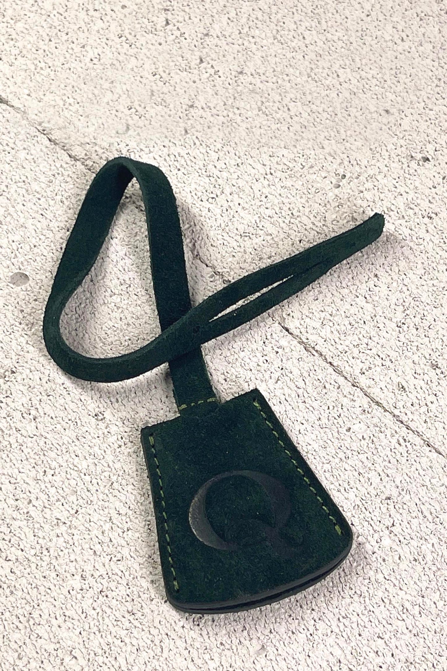 Suede Initial Bag Charm - Midnight Green Clochette Design No.02