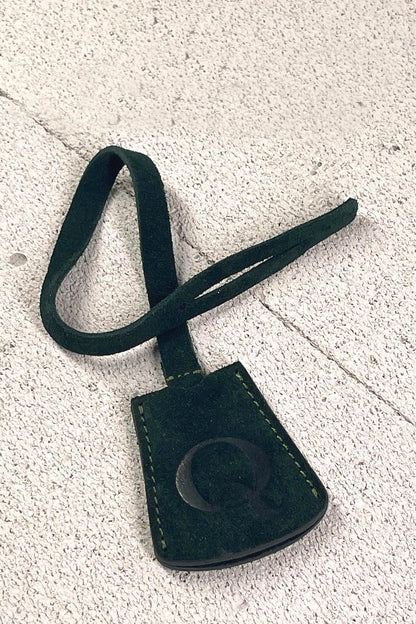 Suede Initial Bag Charm - Midnight Green Clochette Design No.02