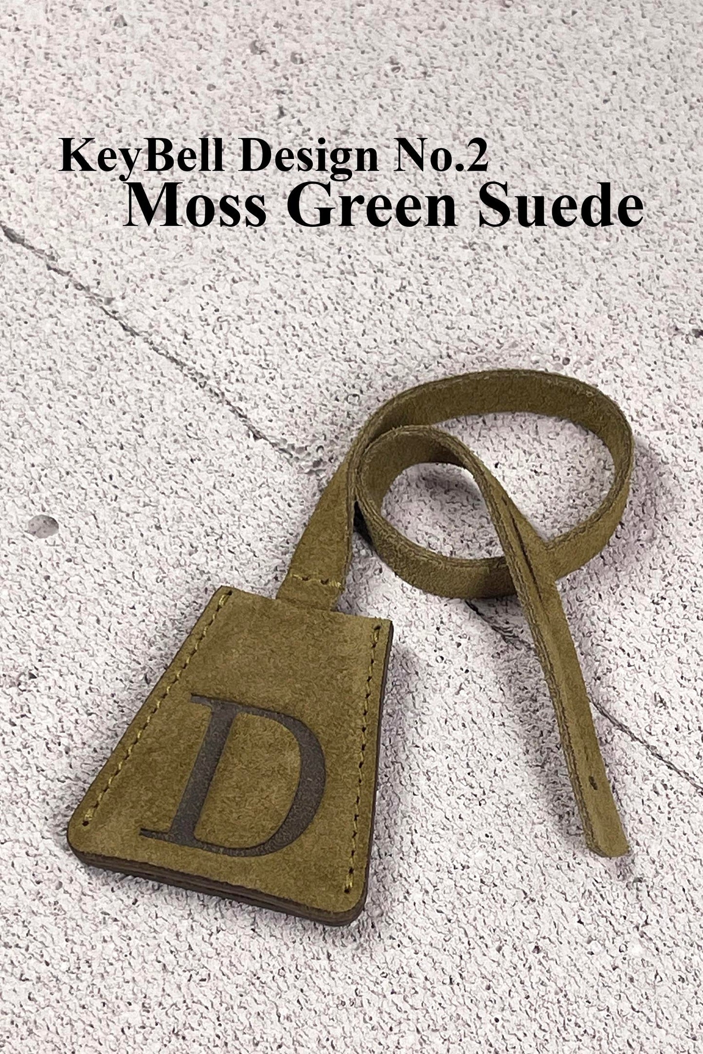 Suede Initial Bag Charm - Moss Green Clochette Design No.02