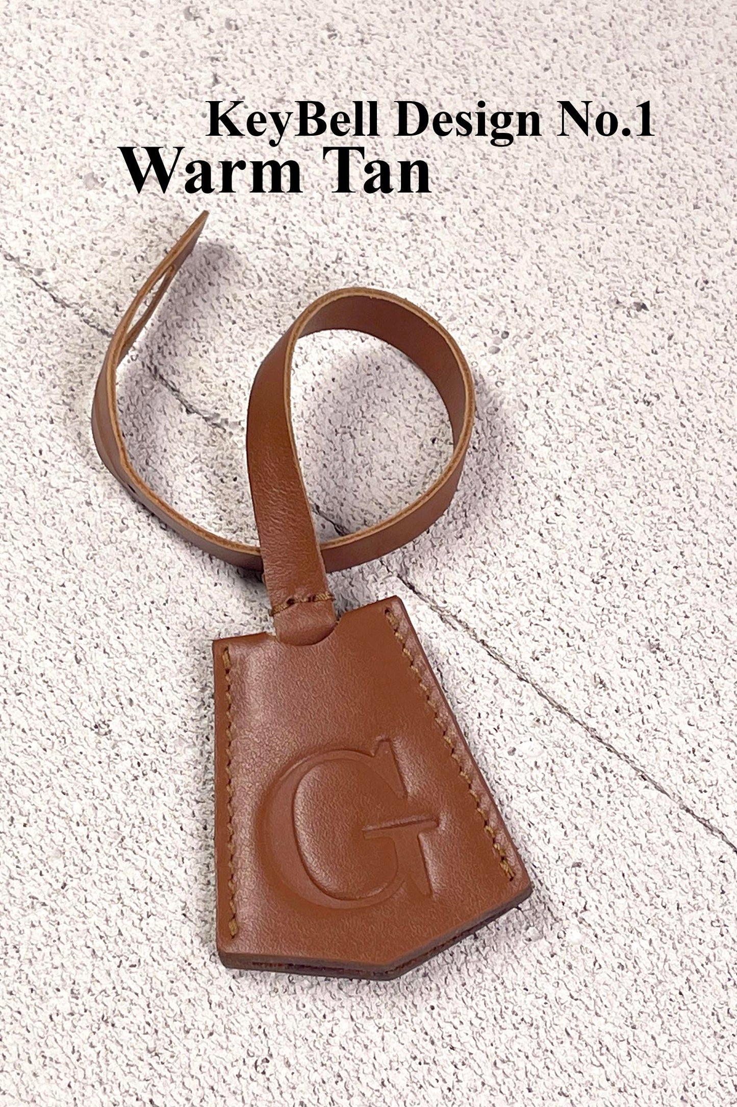 Smooth Leather Initial Bag Charm - Warm Tan Clochette Design No.01