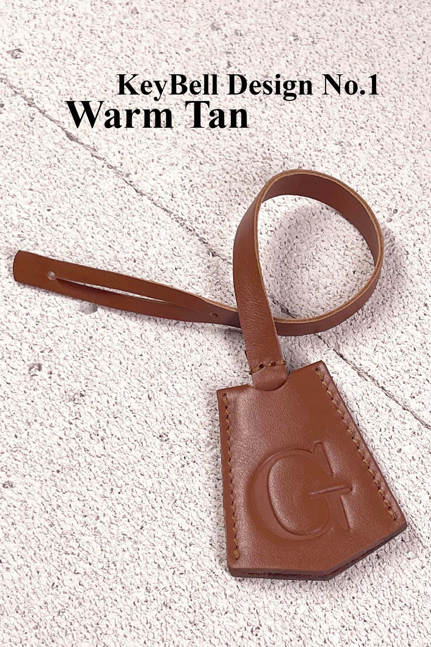 Smooth Leather Initial Bag Charm - Warm Tan Clochette Design No.01