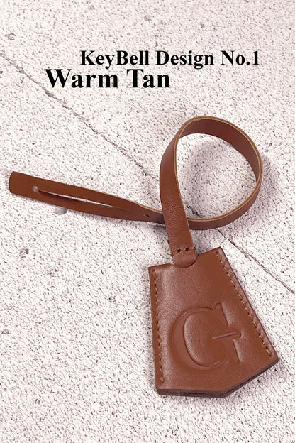 Smooth Leather Initial Bag Charm - Warm Tan Clochette Design No.01