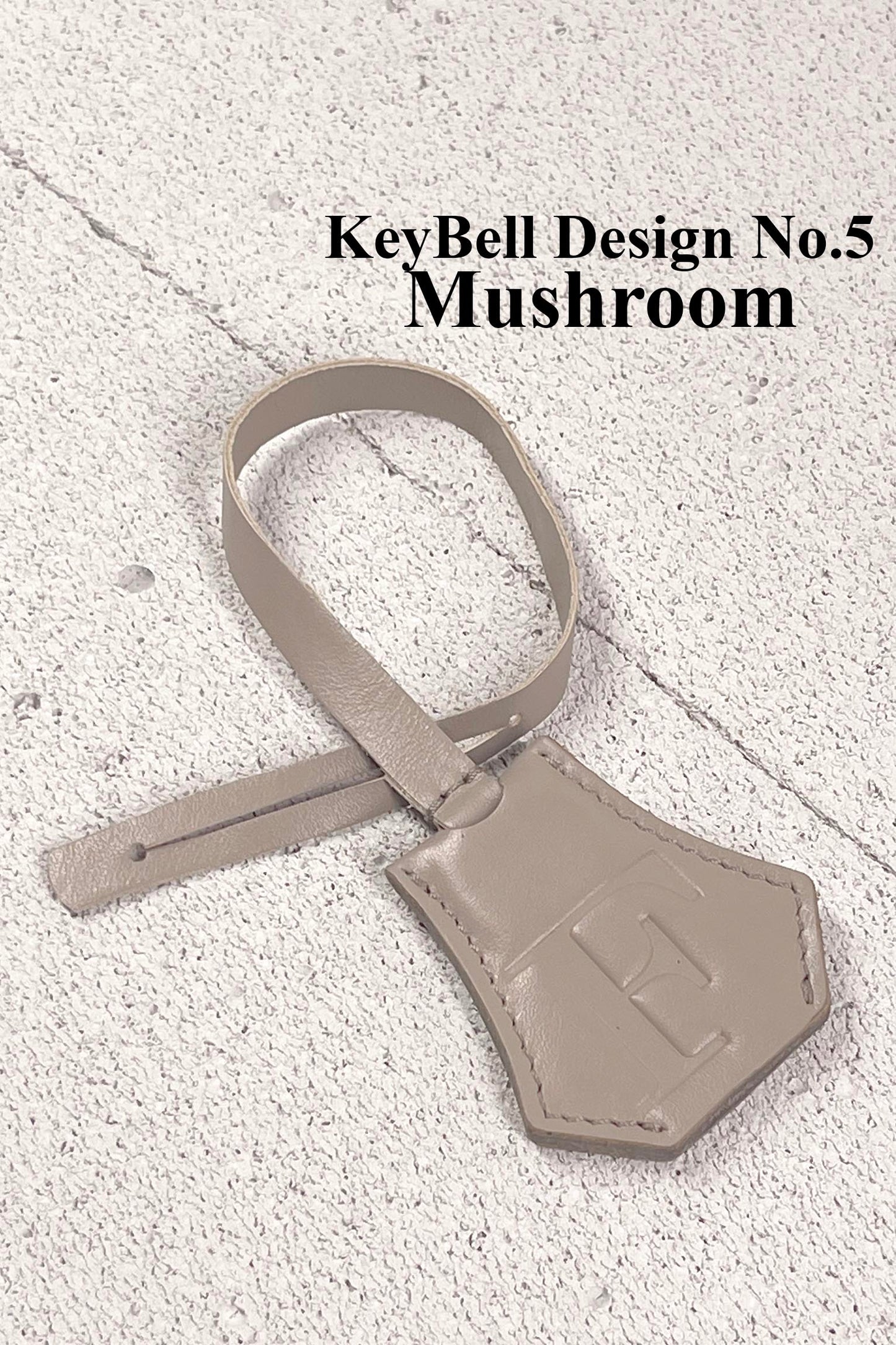 Smooth Leather Initial Bag Charm - Mushroom Clochette Design No.05