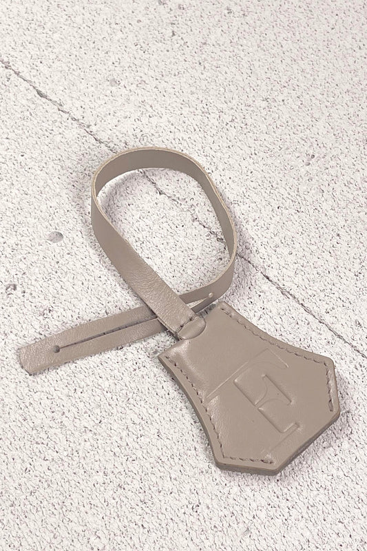 Smooth Leather Initial Bag Charm - Mushroom Clochette Design No.05
