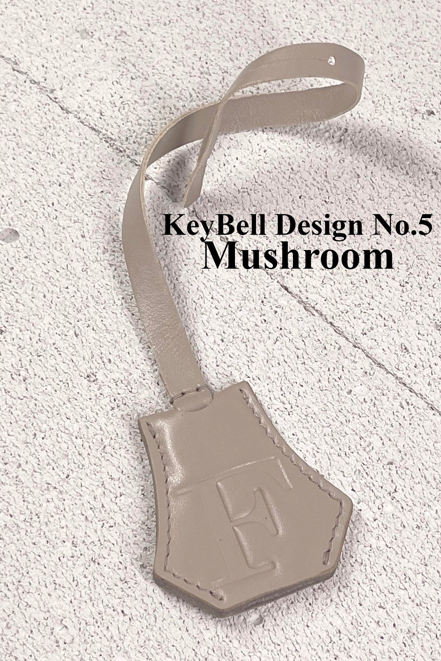 Smooth Leather Initial Bag Charm - Mushroom Clochette Design No.05