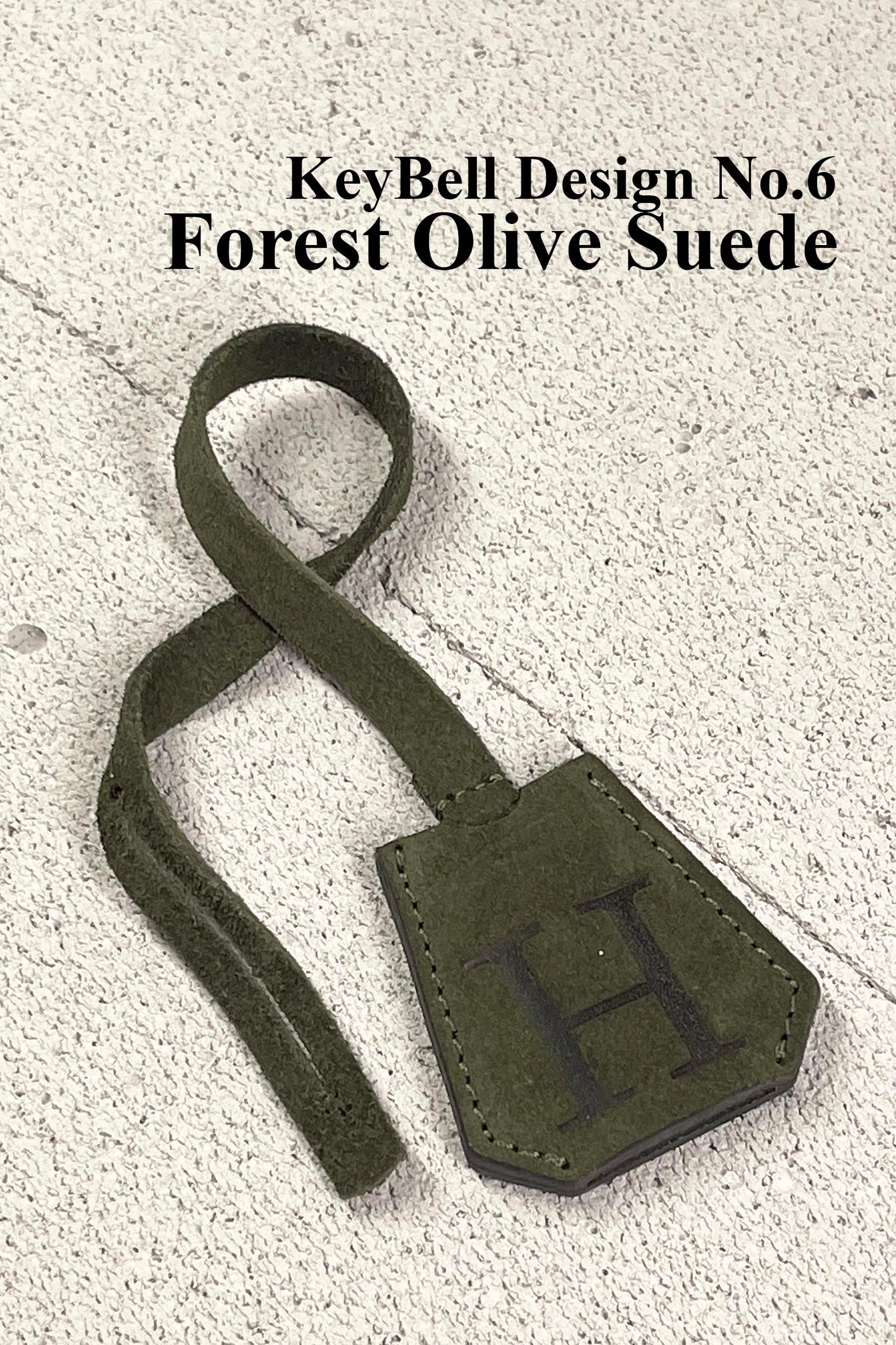 Suede Initial Bag Charm - Forest Olive Clochette Design No.06