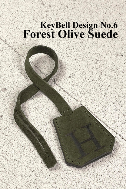 Suede Initial Bag Charm - Forest Olive Clochette Design No.06