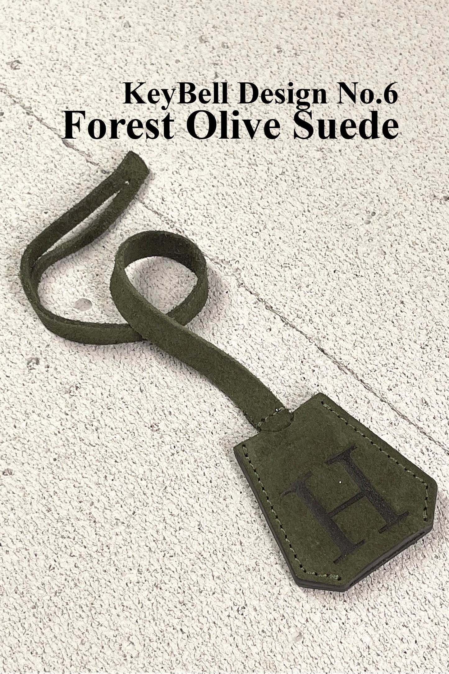 Suede Initial Bag Charm - Forest Olive Clochette Design No.06