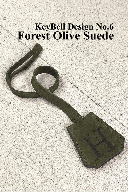 Suede Initial Bag Charm - Forest Olive Clochette Design No.06