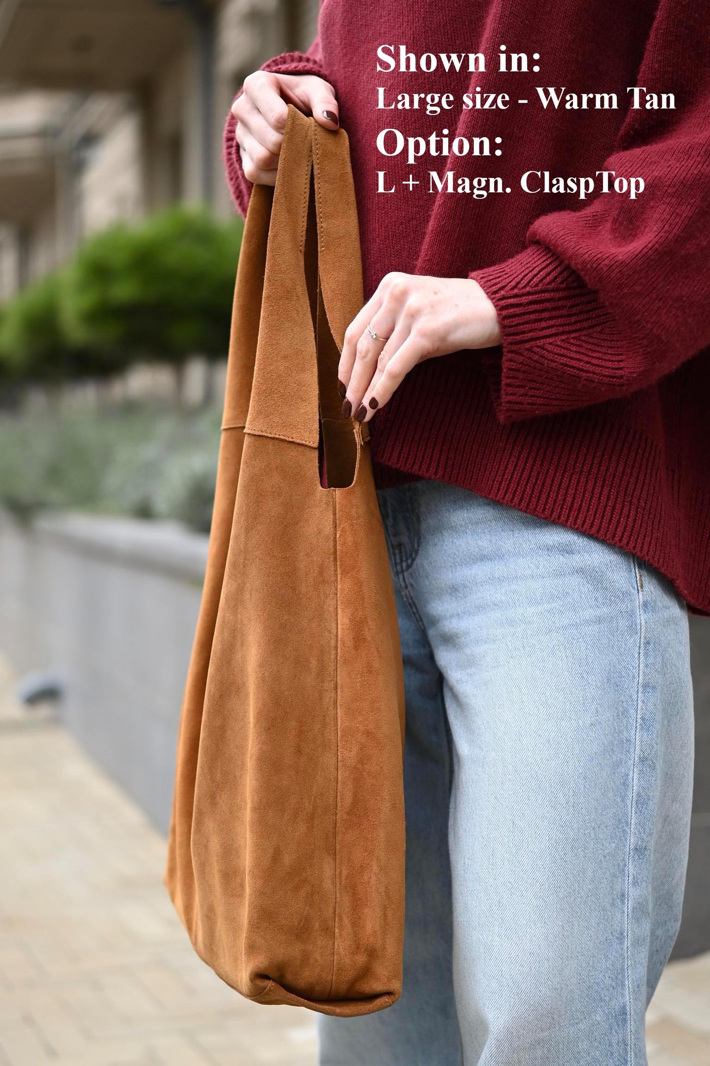 Large Suede Hobo Bag - Slouchy Shoulder Tote in Warm Tan