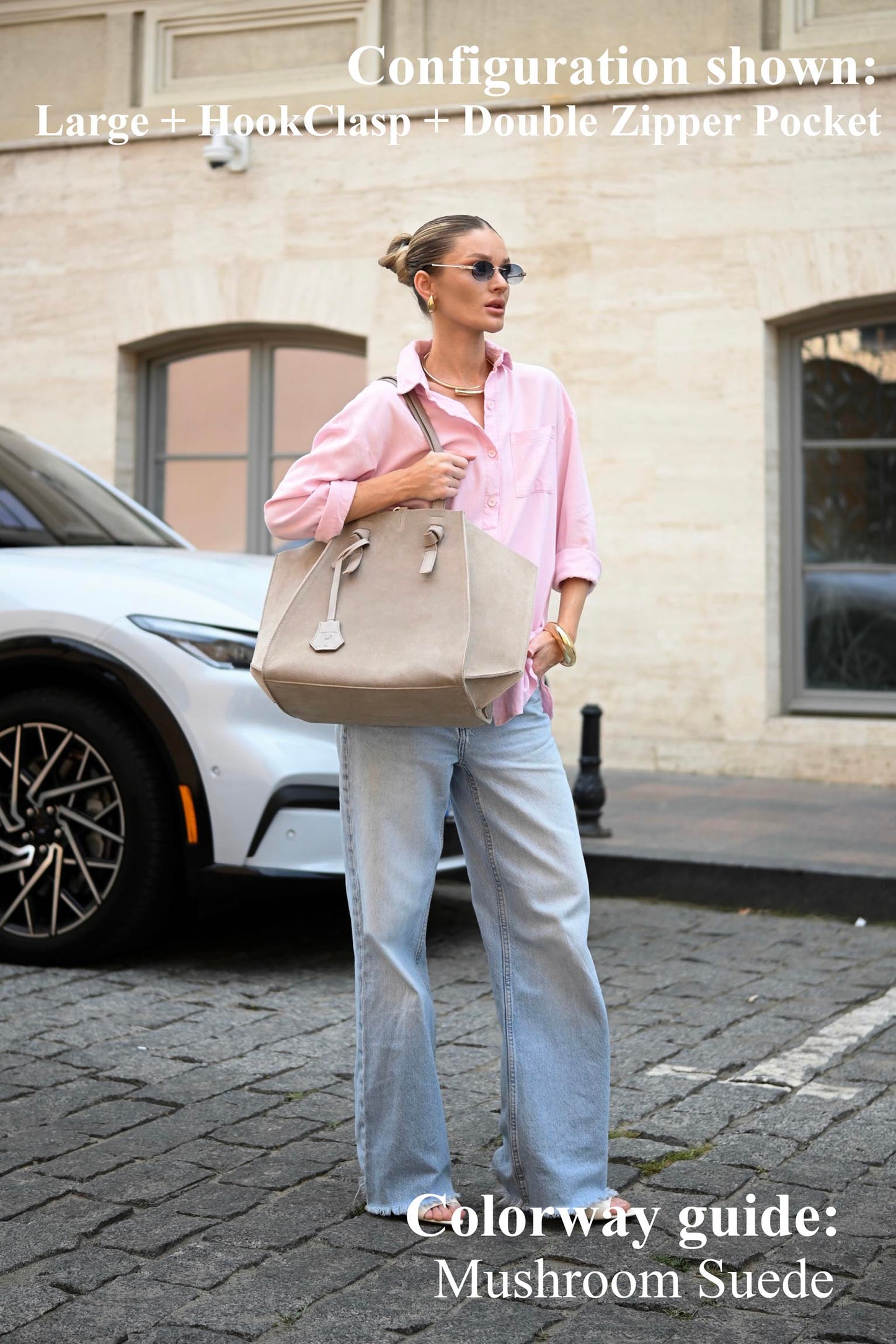 Mushroom Suede Large Tote Bag
