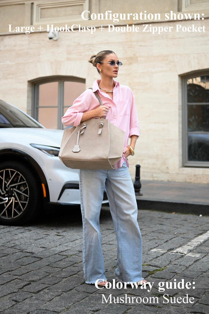 Mushroom Suede Large Tote Bag