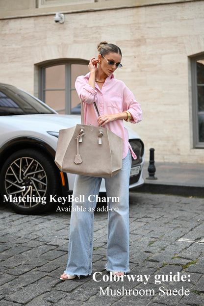 Mushroom Suede Large Tote Bag