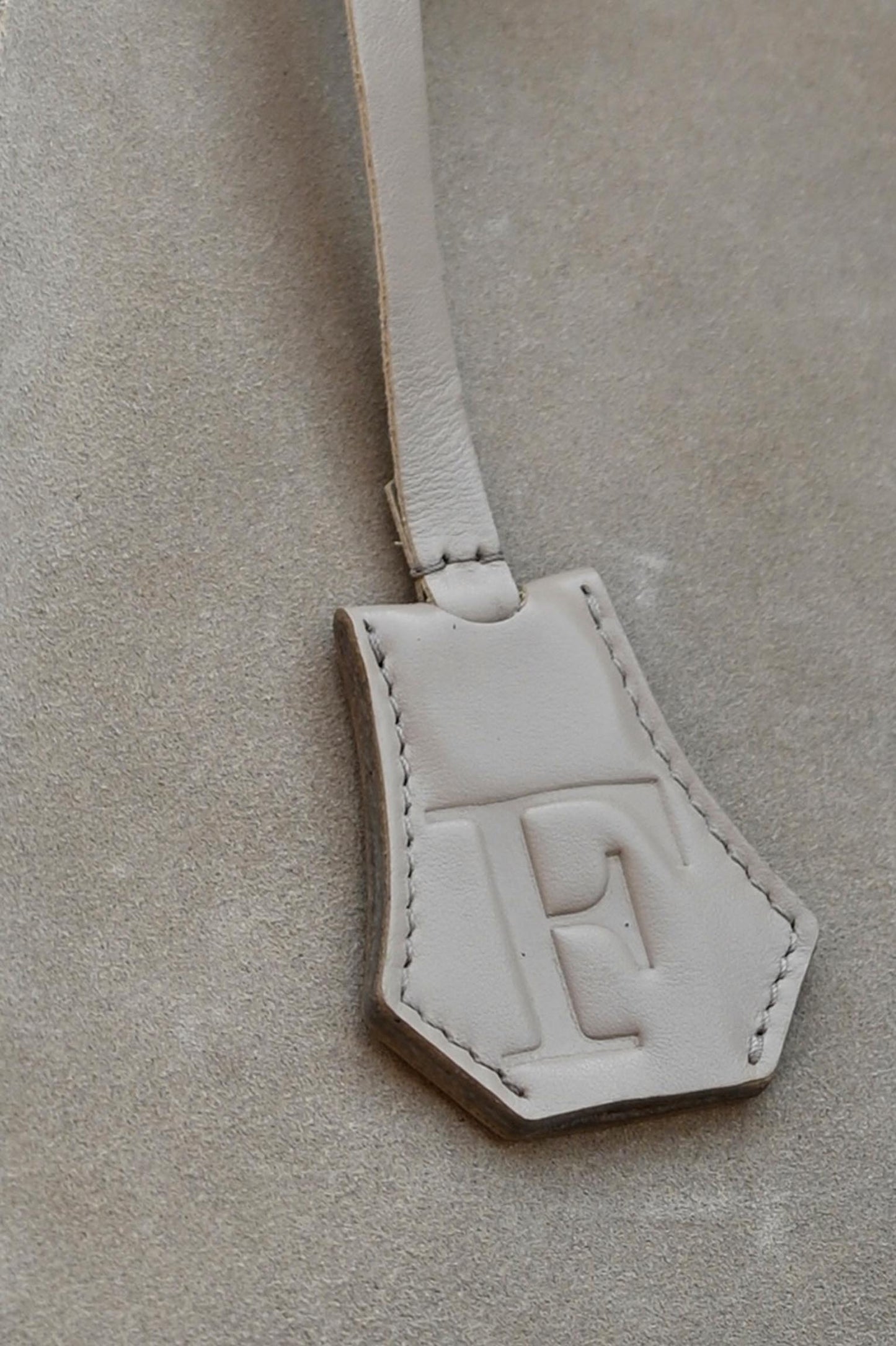 Smooth Leather Initial Bag Charm - Mushroom Clochette Design No.05