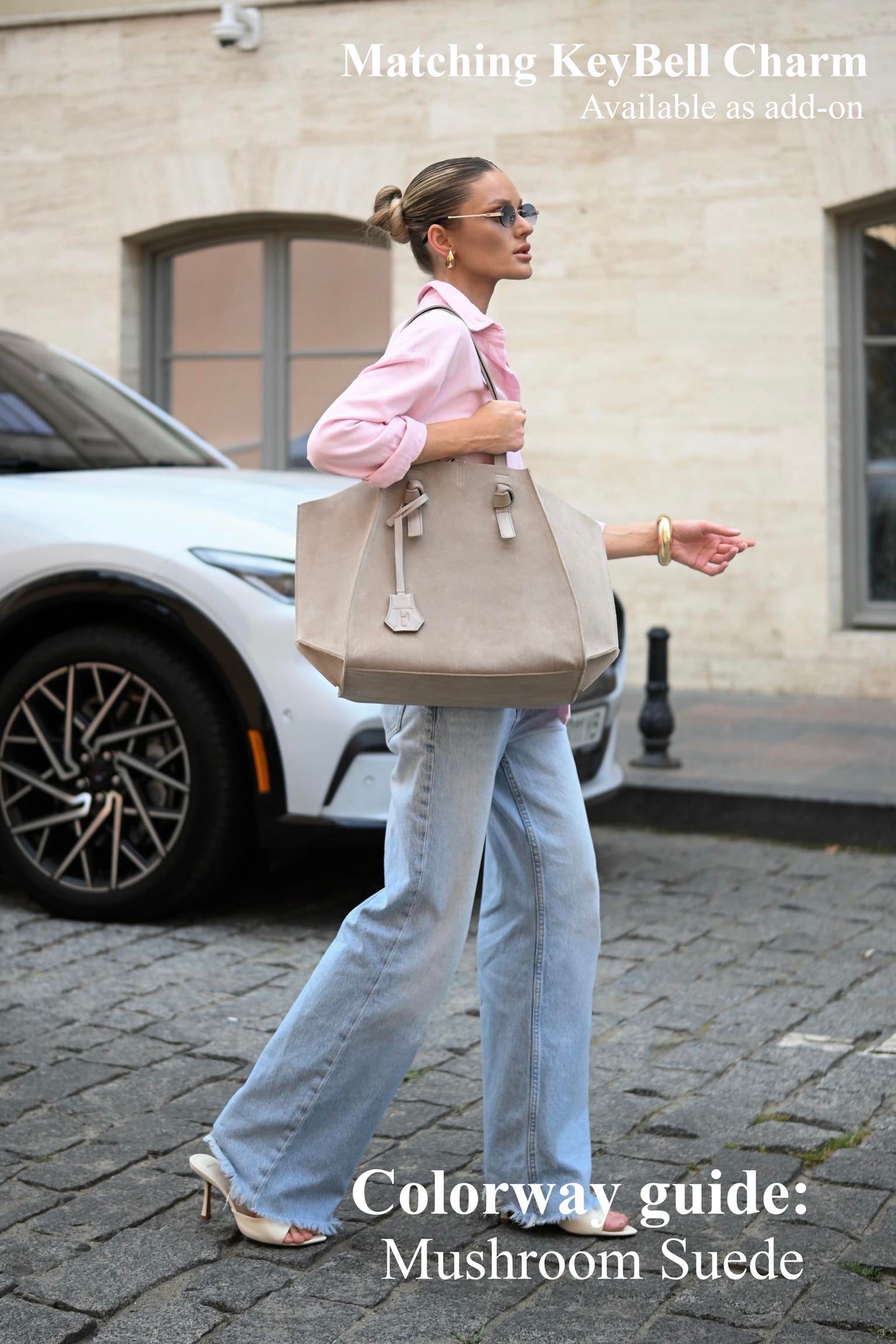 Mushroom Suede Large Tote Bag