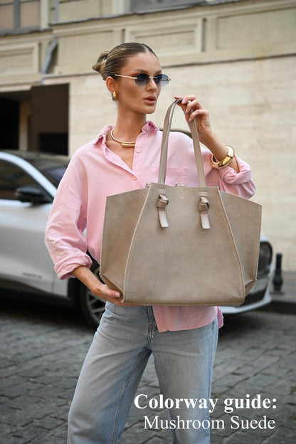 Mushroom Suede Large Tote Bag