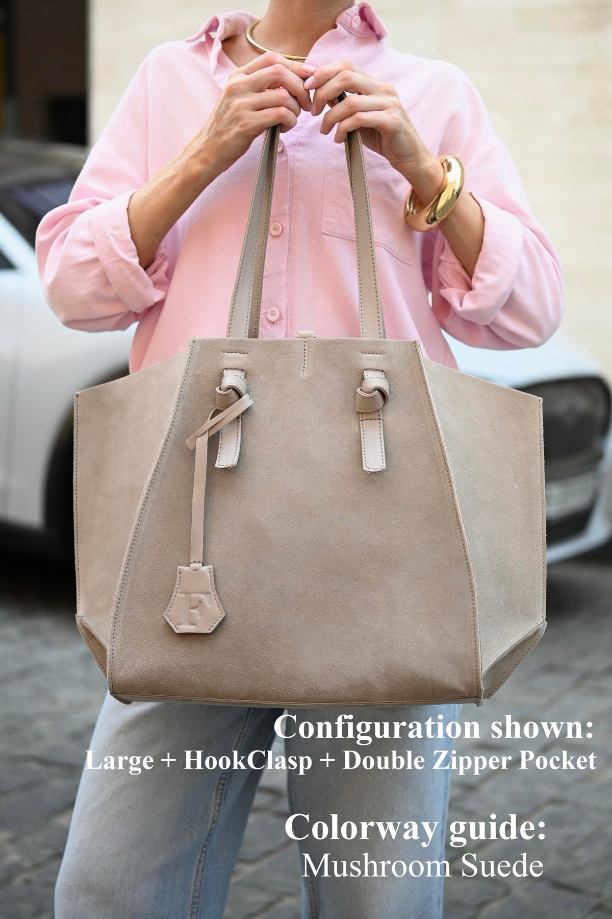 Mushroom Suede Large Tote Bag