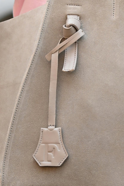 Smooth Leather Initial Bag Charm - Mushroom Clochette Design No.05