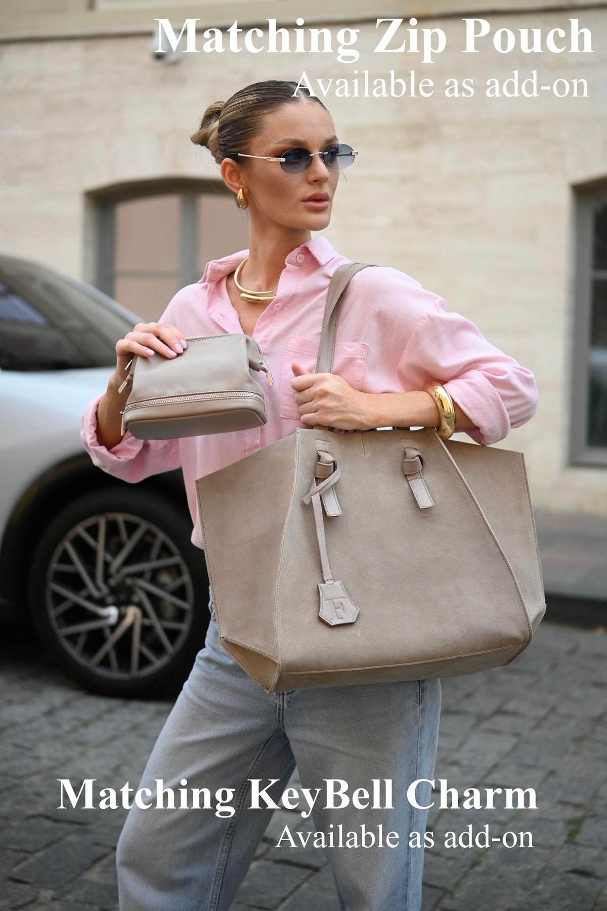 Mushroom Suede Large Tote Bag