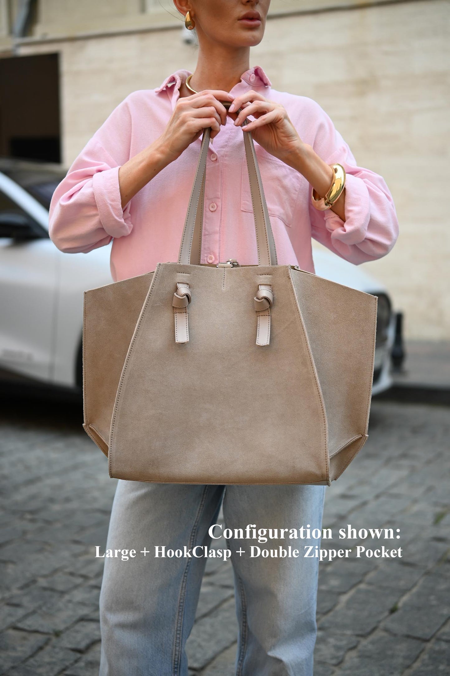 Mushroom Suede Large Tote Bag