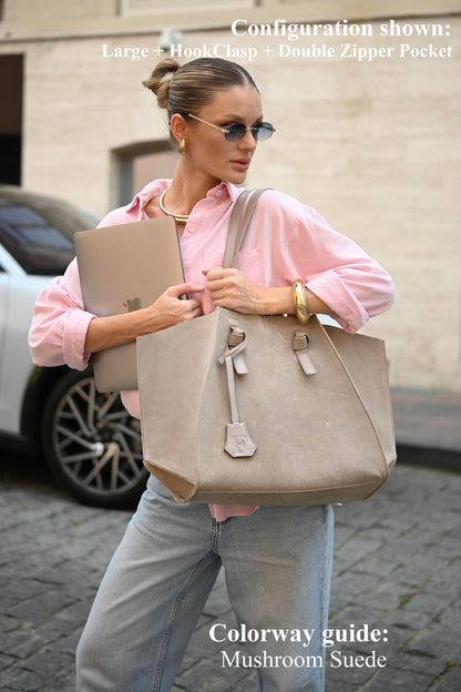 Mushroom Suede Large Tote Bag
