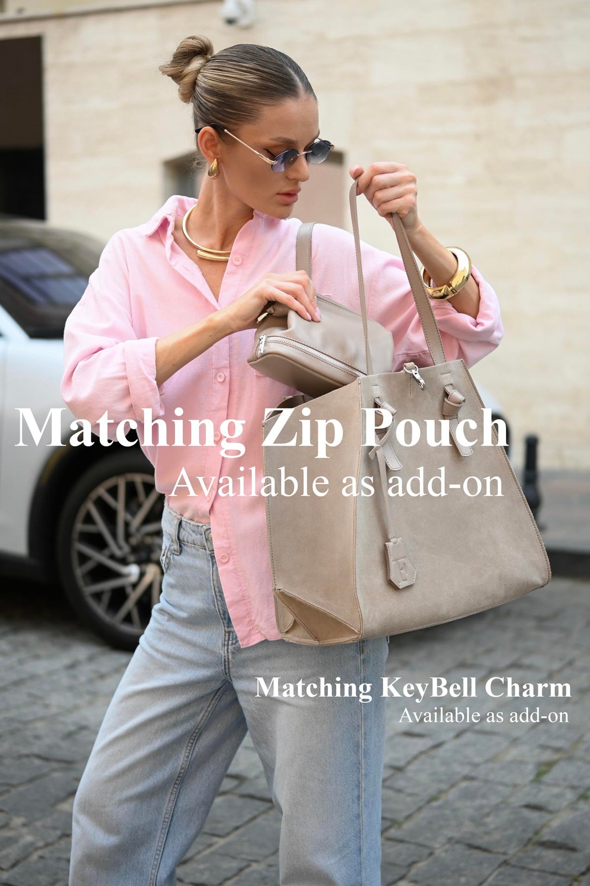 Mushroom Suede Large Tote Bag