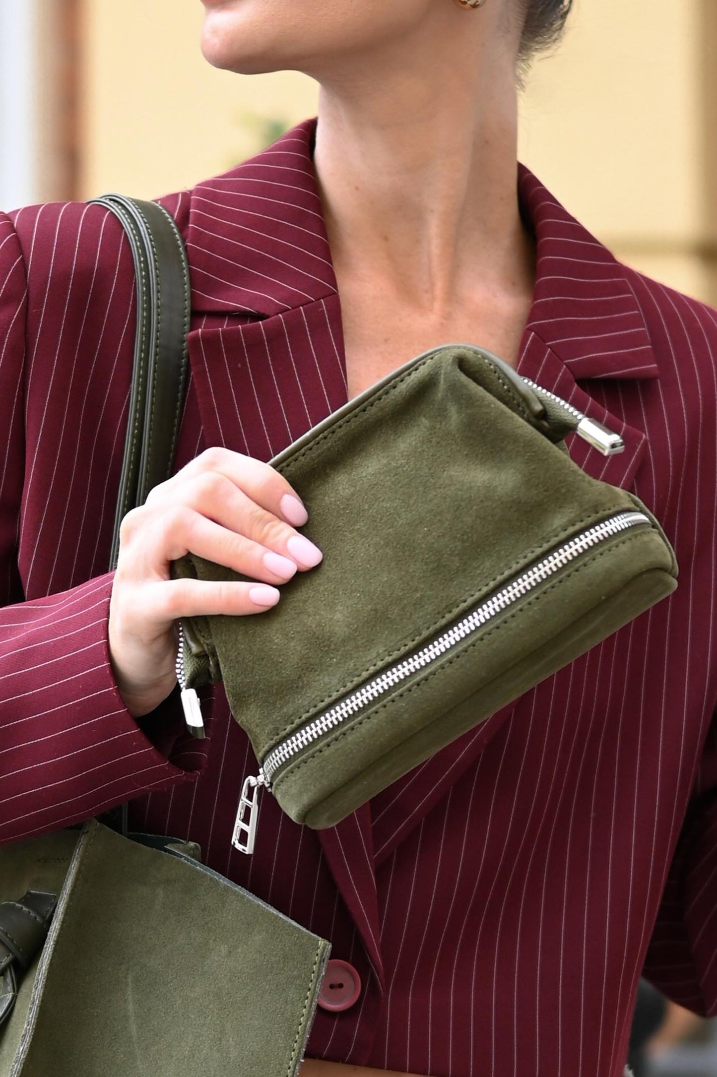 Forest Green Suede Dopp Kit - Italian Suede Toiletry Bag
