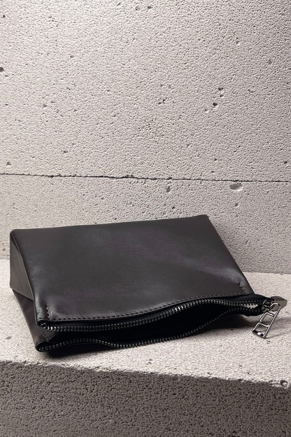 Mahogany Brown Smooth Leather Toiletry Bag - Classic Rectangular Travel Pouch