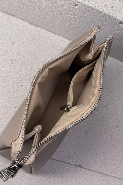 Mushroom Smooth Leather Toiletry Bag - Classic Rectangular Travel Pouch