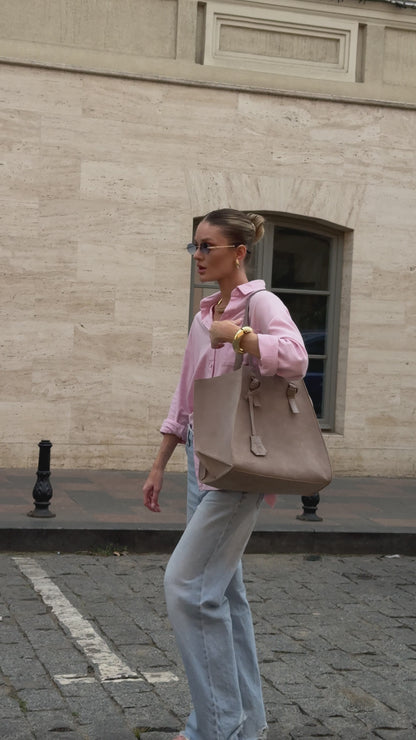 Mushroom Suede Large Tote Bag